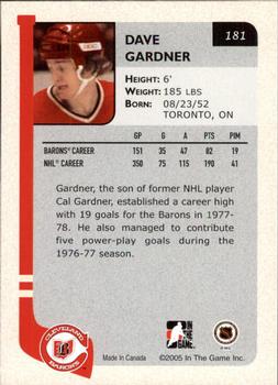 2004-05 In The Game Franchises US West #181 Dave Gardner Back