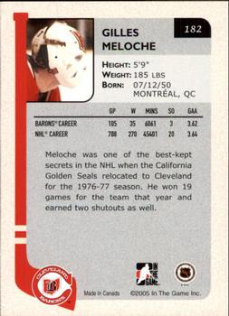 2004-05 In The Game Franchises US West #182 Gilles Meloche Back