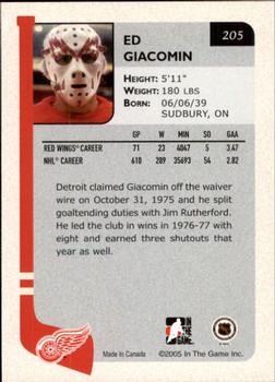 2004-05 In The Game Franchises US West #205 Ed Giacomin Back