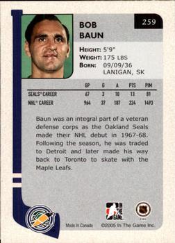 2004-05 In The Game Franchises US West #259 Bob Baun Back