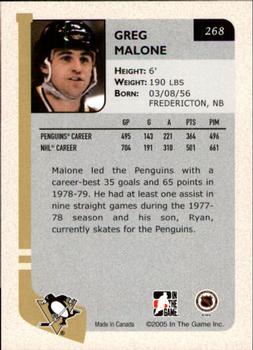 2004-05 In The Game Franchises US West #268 Greg Malone Back