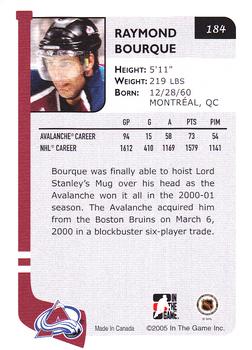 2004-05 In The Game Franchises US West #184 Ray Bourque Back