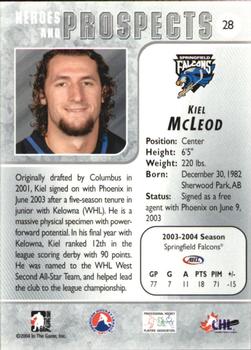 2004-05 In The Game Heroes and Prospects #28 Kiel McLeod Back