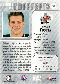 2004-05 In The Game Heroes and Prospects #31 Adrian Foster Back