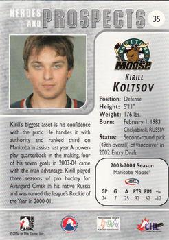 2004-05 In The Game Heroes and Prospects #35 Kirill Koltsov Back