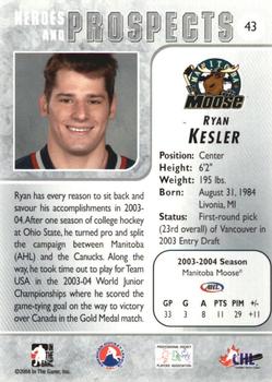 2004-05 In The Game Heroes and Prospects #43 Ryan Kesler Back