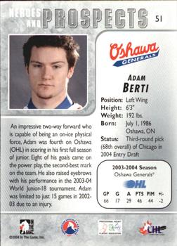 2004-05 In The Game Heroes and Prospects #51 Adam Berti Back