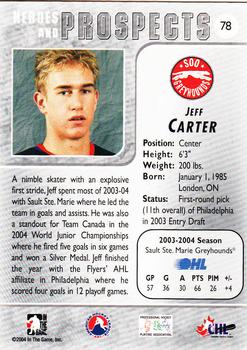 2004-05 In The Game Heroes and Prospects #78 Jeff Carter Back