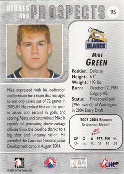 2004-05 In The Game Heroes and Prospects #95 Mike Green Back