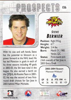 2004-05 In The Game Heroes and Prospects #106 Steve Bernier Back