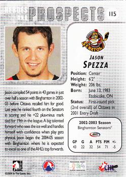 2004-05 In The Game Heroes and Prospects #115 Jason Spezza Back