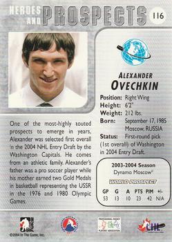 2004-05 In The Game Heroes and Prospects #116 Alexander Ovechkin Back