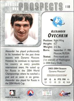 2004-05 In The Game Heroes and Prospects #118 Alexander Ovechkin Back