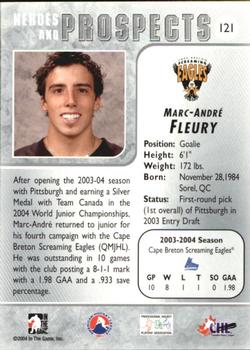 2004-05 In The Game Heroes and Prospects #121 Marc-Andre Fleury Back
