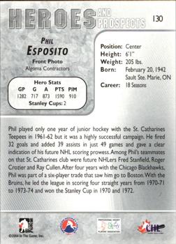 2004-05 In The Game Heroes and Prospects #130 Phil Esposito Back