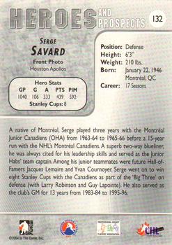 2004-05 In The Game Heroes and Prospects #132 Serge Savard Back
