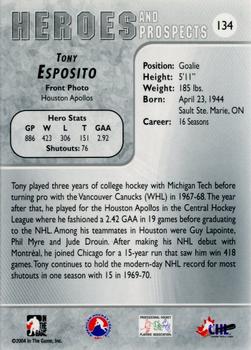 2004-05 In The Game Heroes and Prospects #134 Tony Esposito Back