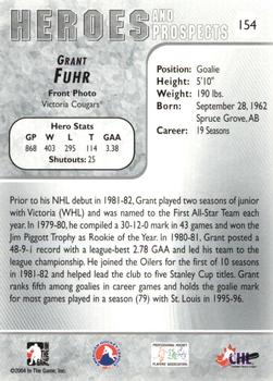 2004-05 In The Game Heroes and Prospects #154 Grant Fuhr Back
