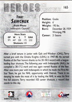 2004-05 In The Game Heroes and Prospects #165 Terry Sawchuk Back