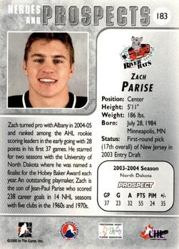 2004-05 In The Game Heroes and Prospects #183 Zach Parise Back