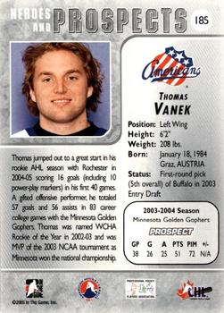 2004-05 In The Game Heroes and Prospects #185 Thomas Vanek Back