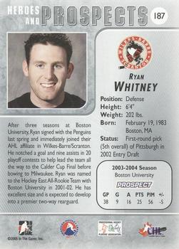 2004-05 In The Game Heroes and Prospects #187 Ryan Whitney Back