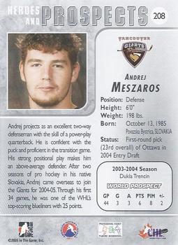 2004-05 In The Game Heroes and Prospects #208 Andrej Meszaros Back