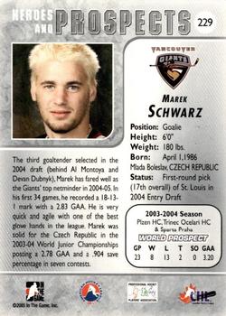 2004-05 In The Game Heroes and Prospects #229 Marek Schwarz Back