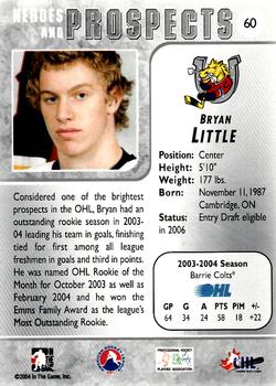 2004-05 In The Game Heroes and Prospects #60 Bryan Little Back