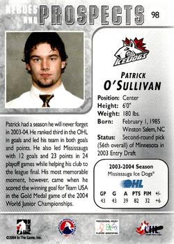 2004-05 In The Game Heroes and Prospects #98 Patrick O'Sullivan Back