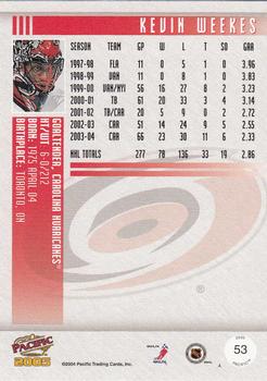 2004-05 Pacific #53 Kevin Weekes Back