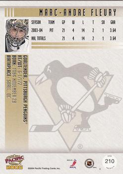 2004-05 Pacific #210 Marc-Andre Fleury Back