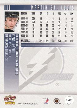 2004-05 Pacific #242 Martin St. Louis Back
