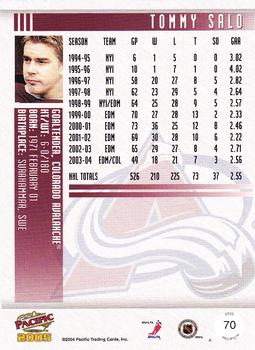 2004-05 Pacific #70 Tommy Salo Back