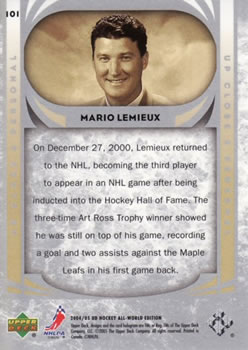 2004-05 Upper Deck All-World Edition #101 Mario Lemieux Back