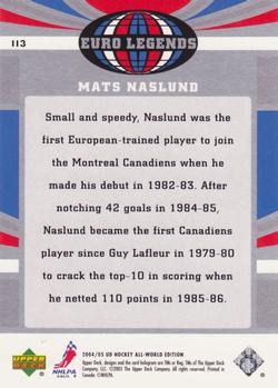 2004-05 Upper Deck All-World Edition #113 Mats Naslund Back