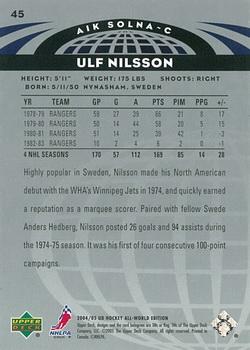2004-05 Upper Deck All-World Edition #45 Ulf Nilsson Back
