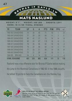 2004-05 Upper Deck All-World Edition #47 Mats Naslund Back