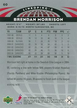 2004-05 Upper Deck All-World Edition #60 Brendan Morrison Back