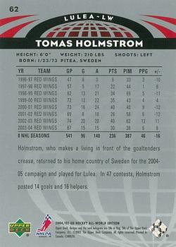 2004-05 Upper Deck All-World Edition #62 Tomas Holmstrom Back