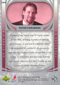 2004-05 Upper Deck All-World Edition #100 Peter Forsberg Back