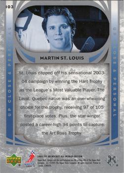 2004-05 Upper Deck All-World Edition #103 Martin St. Louis Back