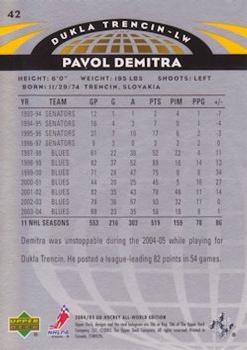 2004-05 Upper Deck All-World Edition #42 Pavol Demitra Back