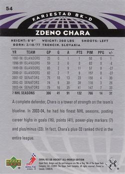 2004-05 Upper Deck All-World Edition #54 Zdeno Chara Back