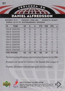 2004-05 Upper Deck All-World Edition #57 Daniel Alfredsson Back
