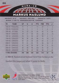 2004-05 Upper Deck All-World Edition #66 Markus Naslund Back