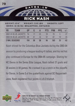 2004-05 Upper Deck All-World Edition #79 Rick Nash Back