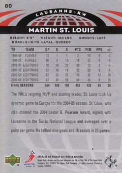 2004-05 Upper Deck All-World Edition #80 Martin St. Louis Back