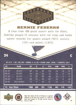 2004-05 UD Legendary Signatures #3 Bernie Federko Back