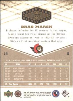 2004-05 UD Legendary Signatures #11 Brad Marsh Back